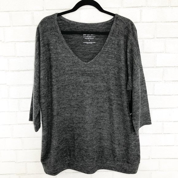Torrid Super Soft Plush Gray 3/4 Sleeve Top, 1X